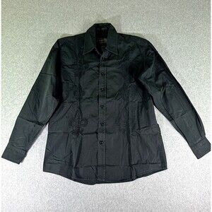 Giorginni Mens Shirt Black Size L Long Sleeve Collared 100% Cotton